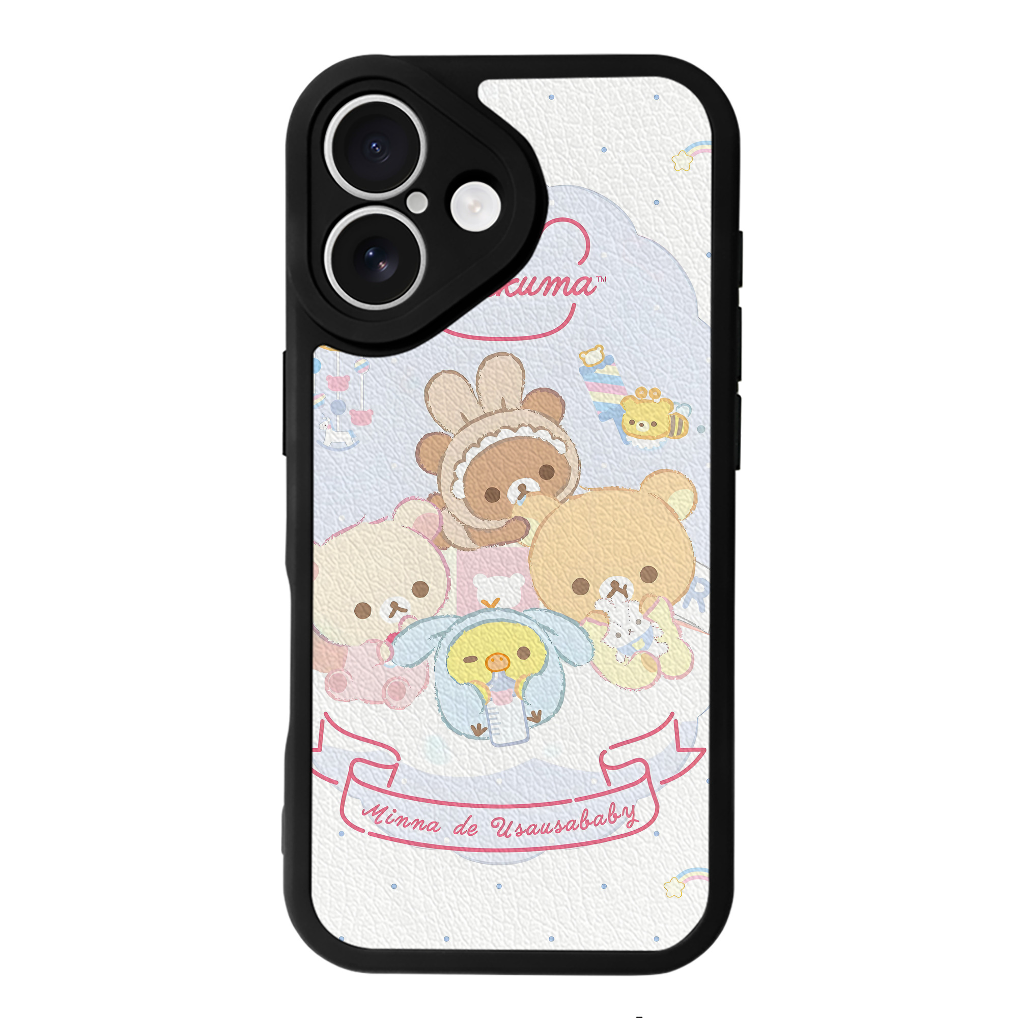 （画像用） リラックマ リラックマ キイロイトリ Rilakkuma Korilakkuma Kiiroitori 【iPhone 16シリーズ対応】シリコンスマホケース（レザー調） 材質：シリコン